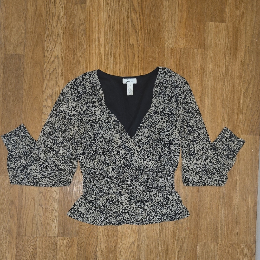 Express Black and Cream Floral Blouse